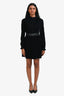 Maje Black Velvet Belted Long Sleeve Mini Dress Size 1