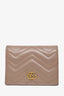 Gucci Beige Chevron Leather GG Marmont Card Case Wallet