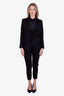 Saint Laurent Black Single Breasted Satin Trim Blazer and Pants Suit Size 34