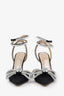 Mach & Mach Black Glitter Crystal Bow Heels Size 39