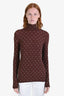 Paco Rabanne Brown Crystal Embellished Turtleneck Long Sleeve Top Size 38