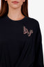 Louis Vuitton Black Cotton Long Sleeve Crystal Embellished Logo Mini Dress Size 36