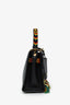 Valentino Black Leather Small Beads Embellished Rockstud Rolling Top Handle Bag