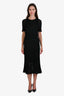Pre-loved Chanel™ 2016 Black Alpaca Blend Short Sleeve Flared Midi Dress Size 40