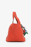 Hermès 2021 Orange Clemence Leather PHW 'Picotin Lock 18' Top Handle Bag with Twilly