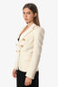 Balmain White Wool Double Breasted Shoulder Padded Blazer Size 38