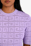 Givenchy Purple Knit Monogram Short Sleeve Top Size S