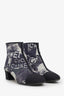 Pre-loved Chanel™ Multicolour Suede Graffiti Logo CC Cap Toe Ankle Boots Size 38