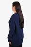 Akris Punto Navy Wool Cashmere Blend Knit V-Neck Sweater Size 10