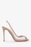 Aquazzura Beige Leather and PVC Peep Toe Slingback Heels Size 37