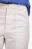 Brunello Cucinelli White Cotton Linen Blend Straight Leg Pants Size 2