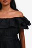 Ulla Johnson Black Pleated Ruffled Off The Shoulder Midi Dress Size 0
