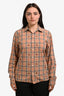 Burberry Beige Cotton Novacheck Button Down Shirt Size L