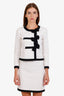 Moschino White Cotton Button-Up Bow Blazer and Mini Skirt Set Size S