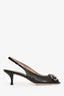 Gucci Black Leather Horsebit Slingback Kitten Heels Size 37.5
