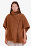 Max Mara Brown Camel Wool Silk Teddy Cape One Size