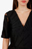 Carolina Herrera Black/White Palm Print Short Sleeve Midi Dress Size 8