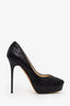 Jimmy Choo Black Sequin Round Toe Platform Heels Size 36.5