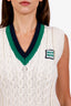 Miu Miu White/Green Virgin Wool Cropped Sweater Vest Size 40