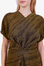 Proenza Schouler Green Vivienne Striped Asymmetric Dress Size 4