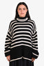 Toteme Cream/Navy Wool Blend Signature Stripe Turtleneck Sweater Size XL