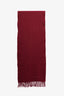 Burberry Burgundy Cashmere Fringe Scarf