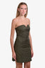 Ganni Green Quilted Puffer Strapless Mini Dress Size 38