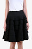 Alaïa Black Wool Blend Pleated Tiered Mini Skirt Size 40