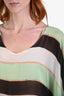 Vix Paula Hermany Green/White/Multicolour Crepe Striped Belted Top Size S