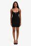 Off-White Black Ribbed Logo Scoop Neck Mini Dress Size 36