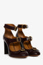 Chloe Burgundy Leather Triple Buckle Mary Jane Pumps Size 36.5