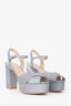 Stuart Weitzman Silver Glitter Platform Block Heels Size 7.5
