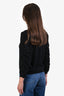 Joie Black Knit Leopard Print Ruched Sleeve Sweater Size S