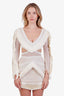 PatBO Beige Mesh Cut-out Fringe Mini Dress Size 4