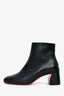 Christian Louboutin Black Leather Block Heel Ankle Boots Size 35