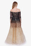 Pamella Roland Silk Brown to Gold Ombre Sequin Gown Size 8
