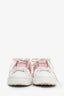 Valentino White/Pink Leather Rockstud Open Sneakers Size 39