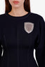 Christian Dior Navy Wool Embellished Crest Long Sleeve Shirt Size 2