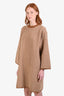 Hermès Brown/Cream Cashmere Houndstooth Knit Sweater Midi Dress Size 34