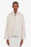 Hermès 2023 Cream Cashmere Zip Up Collared Jacket Size 40