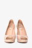 Fendi Beige Patent Leather Peep Toe Platform Pumps Size 38