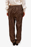 Fendi Black/Brown Silk Zucca Logo Pajama Pant Size 46