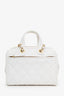 Pre-loved Chanel™ 25A White Caviar Quilted Small Bowling Bag