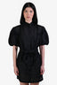 Black Ramie Lace Puff Sleeve Mini Dress Size S