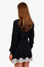 Alessandra Rich Black Silk Lace Mini Long Sleeve Dress Size 36