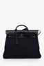 Hermès 2022 Black Canvas Leather Herbag 38
