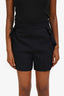 Sandro Navy Pleated High Waisted Shorts Size 38