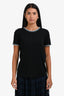 Pre-loved Chanel™ Black Cotton Short Sleeve T-Shirt with Silver and Blue Braided Trim Size 40
