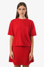 Lisa Yang Red Cashmere 'Cila' Short Sleeve Crewneck Sweater Size 1