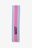 Gucci Pink/Blue Wool Silk Striped 'GUCCY' Embroidered Scarf